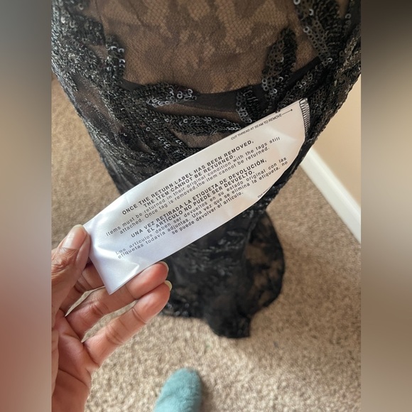 DRESS THE POPULATION | Black Sequin & Mesh Overlay Maxi Formal Gown Sz S - Picture 12 of 12